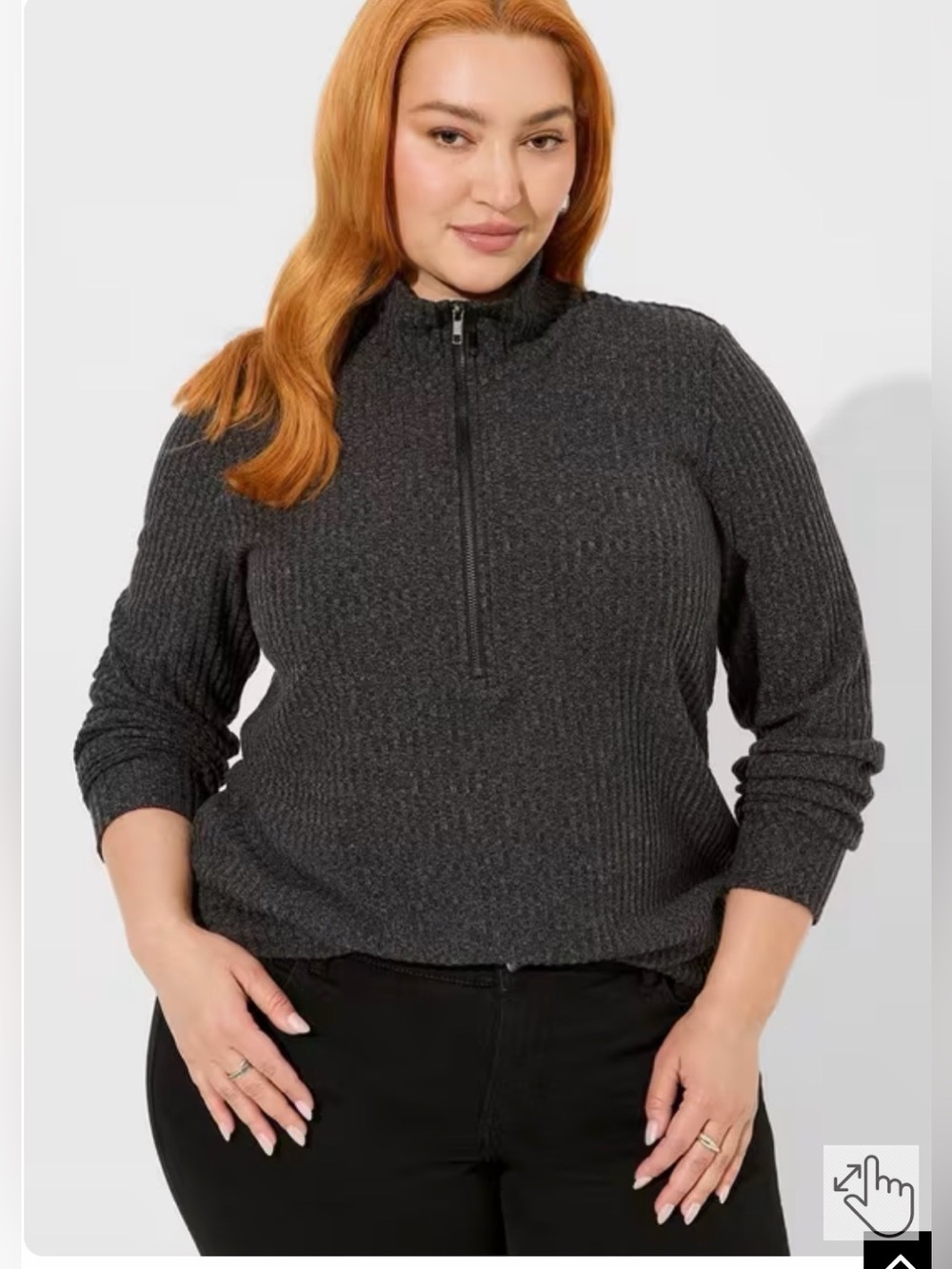 Torrid 5 5X Relaxed Fit Super Soft Plush Rib Quarter Zip Sweater Sweatshirt - Picture 7 of 7